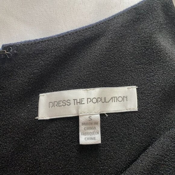 DRESS THE POPULATION EMMA NAVY SPAGHETTI STRAP SHEATH FORMAL DRESS - S - Picture 6 of 9